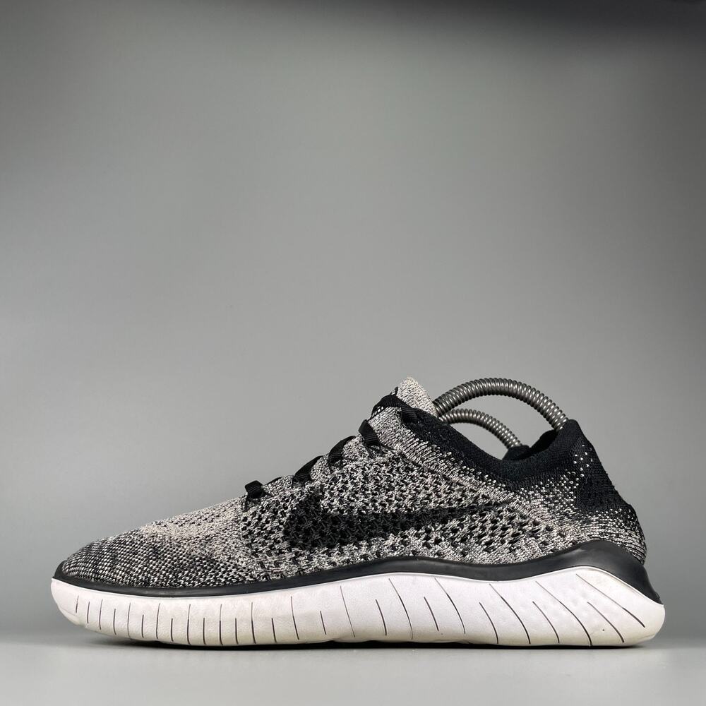 Nike Free Run Flyknit 2018 Women's Size 10 Black Grey Running Shoes Sneakers GUC